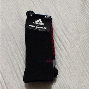Adidas Men's Superlite Crew Socks - Black with Red Accents